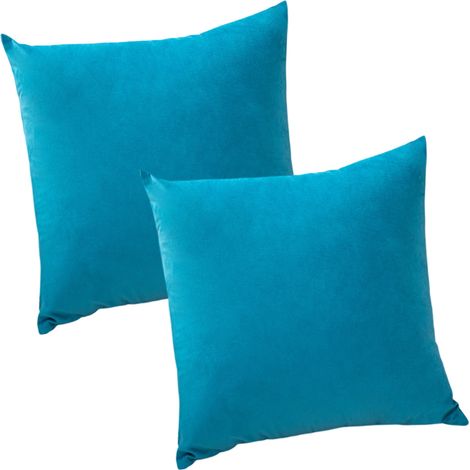 Lot de 2 housses de coussin carrées décoratives en velours noir, douces et unies, pour canapé, chambre ou extérieur, 30 x 30 cm. (1/5)