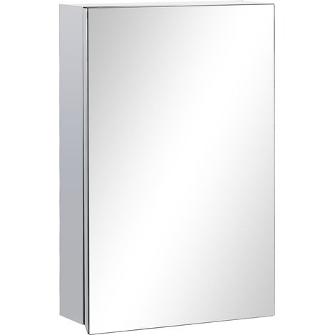 Armoire de salle de bain avec meuble mural miroir avec 3 étagères de rangement pour toilettes de douche 39 x 12 x 60 cm argentées