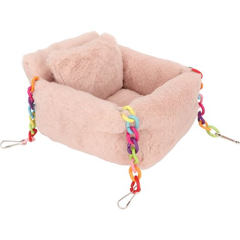 Hamac à chaînes pour hamster, mignon, doux et chaud pour l'hiver, avec petit coussin pour petit animal, rose lotus, taille S (1/5)