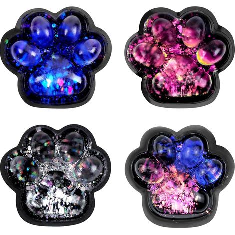 Taba Squishy Lot de 4 jouets pour presser la patte de chat, Fufu Squishy anti-stress, doux Squishy chat pour enfants et adultes, jouet sensoriel pour détente et anxiété (1/5)