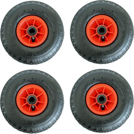4x Sackkarrenrad Luftrad 260x85 3.00-4 Achlänge 75 mm 4PR Lagen mit Nadellager rot (1/5)