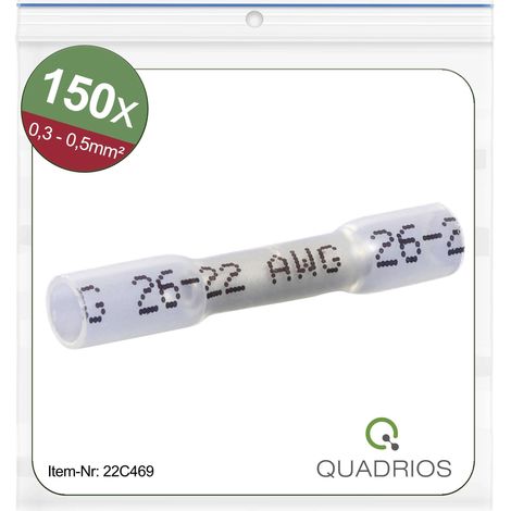Quadrios 22C469 Prolongateur avec gaine thermorétractable 0.3 mm² 0.5 mm² entièrement isolé blanc 1 set X571972 (1/5)