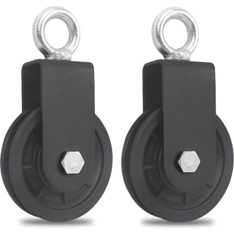 90 MM Poulie pour Cable, Poulie de Fitness, Accessoire de Bricolage Poulie de Levage pour Câble Métallique Corde, Charge 160 kg（2pièces）