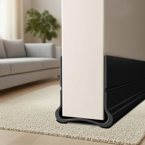 93 cm Black Bottom of the Door Caulk, Silicone Sealing Strip, Door Insulation for Doors 3.5 to 5.5 cm Thick with a Bottom Space of 0.3 to 2.5 cm. (1/5)