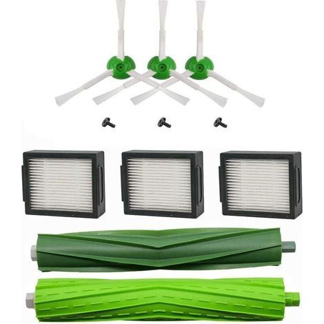 Kit de pièces de rechange Compatible avec Roomba i7 i7+ E5 E6 E7 - Pack de brosses latérales, rouleaux et filtres Hepa (1/4)