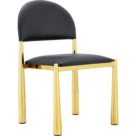 Set 2 sedie da pranzo moderne imbottite in PU con schienale semicircolare e gambe in metallo (1/4)