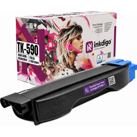 Toner Inkdigo TK590C compatibile con Kyocera ecosys M6026cdn FS-C2026MFP, certificato TÜV. (1/5)