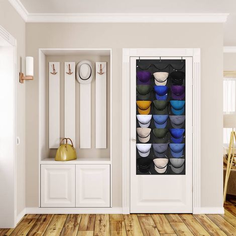 Porte-chapeaux à 24 poches pour casquettes de baseball, organisateur mural, support de rangement suspendu pour placard (1/5)