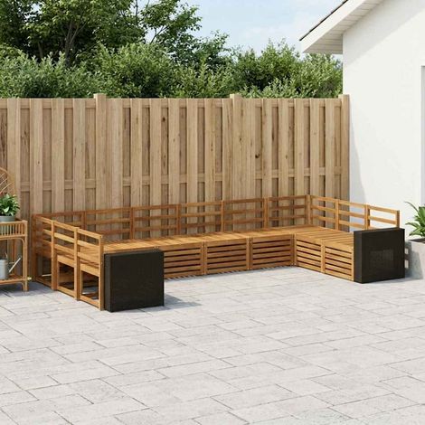 vidaXL Ecksofa Set 10 pcs Natur Massivholz Akazie (1/5)