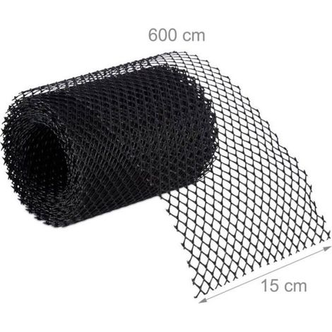 Grillage de gouttière, Lot de 2, Chacune 600 x 15 cm, Grille en Plastique, 12 m en Total de Protection, Noir (1/4)