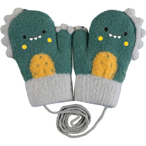 Gants Enfants - Doublure Polaire Épaisse - Pour Hiver - Adaptés aux Écrans Tactiles - Avec Cordon de Retenue - Par 2 (1/5)