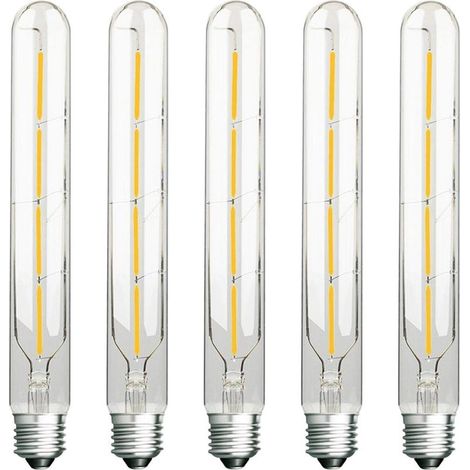 Lot de 5 Ampoules LED tubulaires à filament de style Edison 4W Équivalent Halogène de 40W Culot E27 Blanc Froid 6000K Non dimmable (1/5)