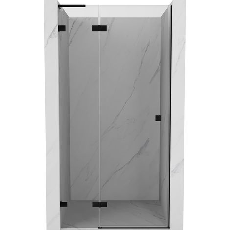 Mexen Lunar L puerta de ducha abatible izquierda 80 cm, transparente, negro - 834L-080-000-70-00-L (1/5)