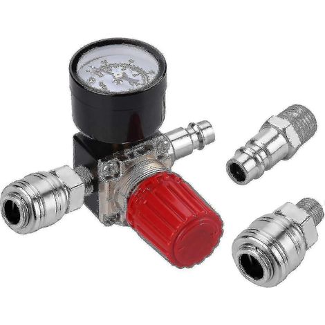 Régulateur de pression d'air à trois voies, vanne 175 psi (12 bar), manomètre 1/4 pouce, régulateur pour compresseur (vanne 3 voies) (1/5)