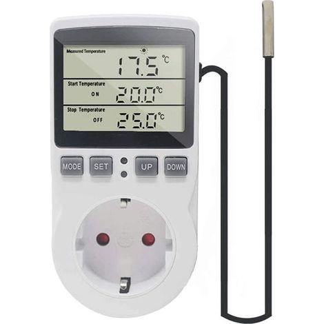 1 prise de commande de température, 230 VAC, 3680 W, plage -40 à 120 ℃, résolution 0,1 °C, pour serre aquarium radiateur (1/5)