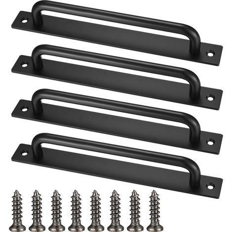 Set di 4 maniglie per porte scorrevoli in stile rustico, maniglie nere per porte scorrevoli, maniglie resistenti con viti, maniglie in alluminio per ante di armadi da cucina e mobili da camera da lett (1/5)