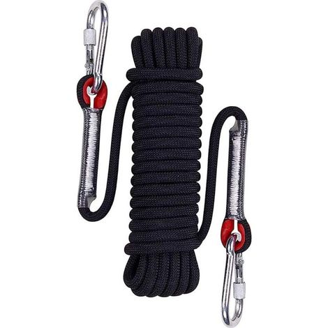 Outdoor Climbing Rope, Outdoor Climbing Rope,Black Braided Nylon Safety Rope, 15m