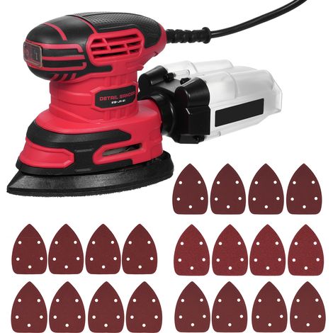 Ponceuse de détail Ponceuse électrique compacte 13 000 OPM avec collecteur de poussière Ponceuse électrique 220 W 1,6 A avec 20 papiers abrasifs et boîte à poussière transparente