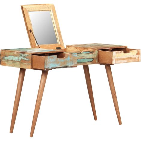 Dressing Table with Mirror 112x45x76 cm Solid Reclaimed Wood vidaXL