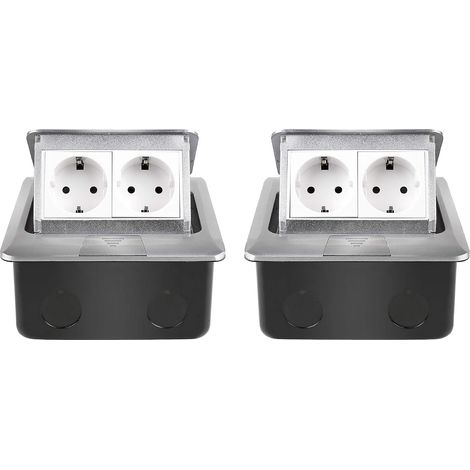 Presa da incasso, presa da pavimento da incasso, 2 prese in lega di alluminio retrattili, presa da piano di lavoro, multipresa adatta per cucina, camera da letto, uffici 2 pezzi (1/5)