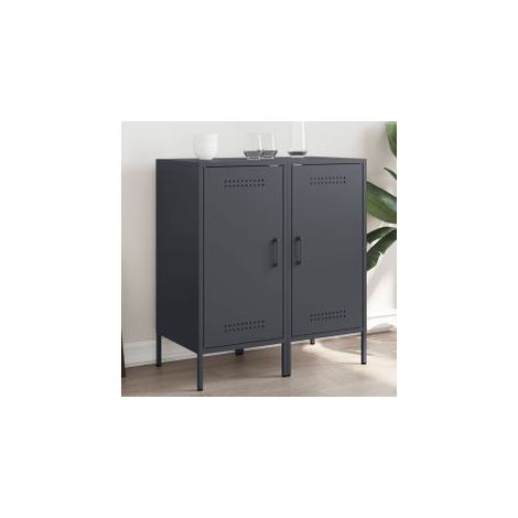 Buffets 2 pcs anthracite 36x39x79 acier laminé à froid (1/5)