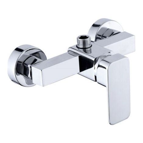 Robinet de douche mural moderne chromé avec mitigeur de douche pour eau froide et chaude (1/5)