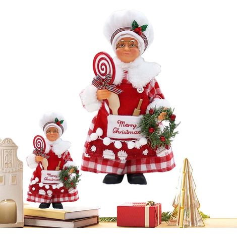 Peluches de Noël Figurine Santa Traditionnelle en Cartoon De Noël  Santa Claus Figurines Collection Festives Pour Décoration Des Fêtes, Cadeaux De Fête, Table, Cheminée, Étagère, (1/5)