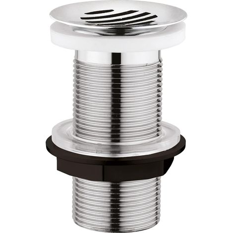 1 - Bonde De Lavabo - Laiton Chromé - Écoulement Libre Sans Trop Plein Pour Plan De Travail Épais Diamètre 63 Mm Hauteur 100 Cm (1/4)