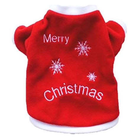 CSPARKV 20x30x20cm Plush Dog Top, Winter Christmas Print Clothes Coat T-Shirt Cotton Pullover Cat Small Sweatshirt Sweater Warm Puppy Vest Tutu Dress Costume Plush Christmas Pets Explosive (1/3)