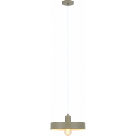 Relaxdays Hängelampe, Metall, HxD: 115 x 32 cm, E27, flacher Lampenschirm, moderne Pendelleuchte, Hängeleuchte, khaki (1/5)