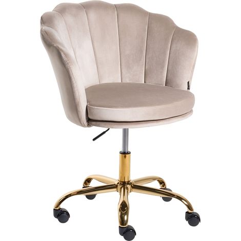 Office Swivel Chair Taupe Velvet with Stairbase Adjustable Height MONTICELLO (1/5)