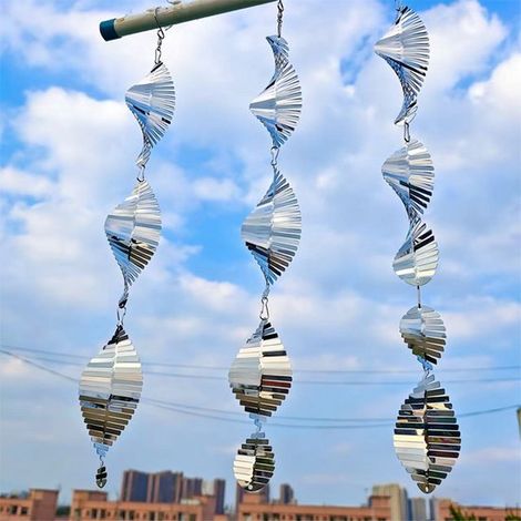 3 teiliges Taubenabwehrset Reflektierende Vogelabwehr 360° Spirale Wiederverwendbar Haustierfreundlich Alternative zu Taubenspitzen oder Vogelnet (1/5)