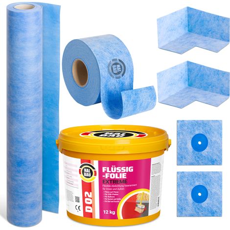 HALBAU Dichtset für Duschabdichtung Bad Abdichtung Dichtband Flüssigfolie 12kg H319 (1/5)
