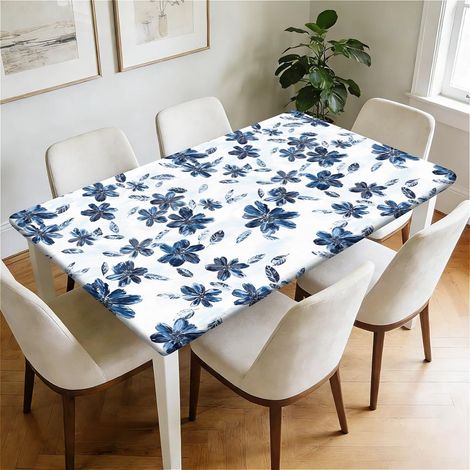 Housse de Protection pour Table Rectangulaire avec Élastique, Anti-Taches et Imperméable, Idéale pour Cuisine et Extérieur (1/5)