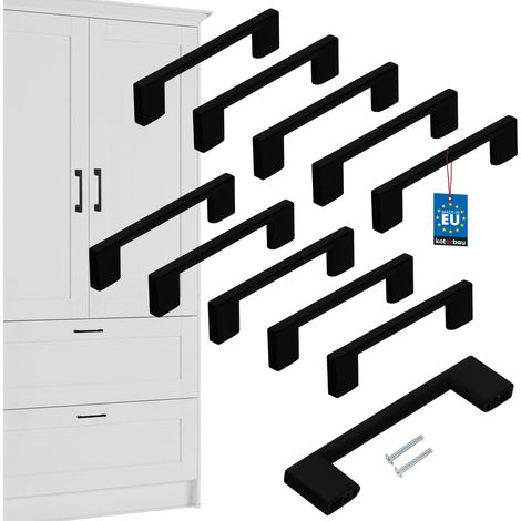 Maniglia per mobili da cucina KOTARBAU® Classica Moderna Oblunga Lunga Nero Opaco Interasse 126 MM 96 MM Set da 10