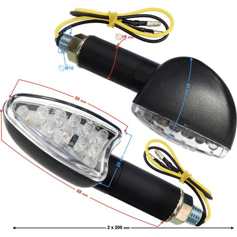 Indicatori di direzione universali MRT-001, LED (15 diodi), neri, (omologazione E) (1/4)