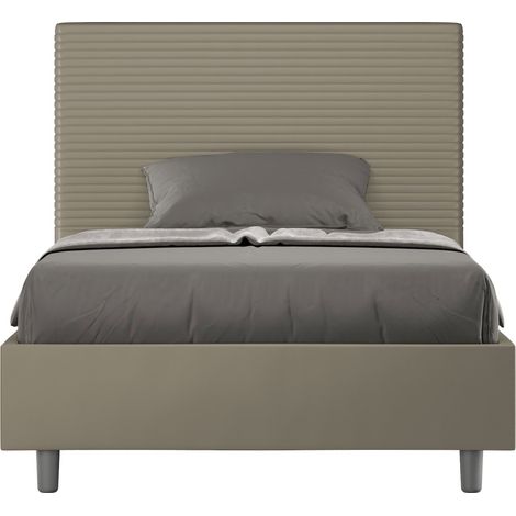Letto Singolo rivestito in Similpelle - FOCUS - Tipologia Letto: Senza Rete - Colore: Cappuccino - Dimensione Rete: 100x190 (1/4)