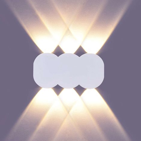 Applique murale LED moderne 6W, spot rectangulaire double éclairage haut/bas, luminaire en aluminium blanc, 3000K lumière chaude, éclairage intérieur décoratif (1/5)