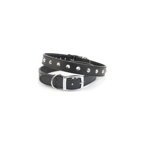 Ancol Leather Collar Studded Black - 24 - 871466