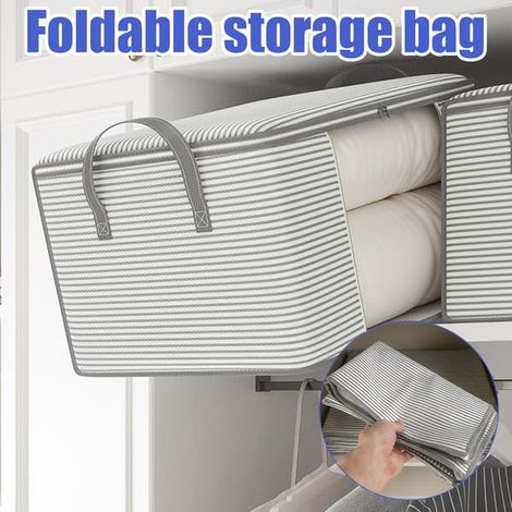 Delar 55 x 35 x 25 cm Klädförvaringsväska, Påslakanförvaringsöverdrag, Klädorganisatör, Vikbar Förvaringsväska för Kläder, Kuddar, Handdukar, Filta...