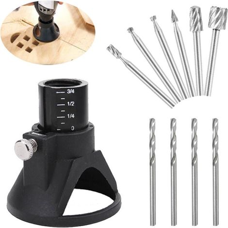 Kit de accesorios para multiherramientas rotativas de 11 piezas, para guía de corte de brocas, multiherramienta rotativa, guía de corte, corte controlado (1/4)