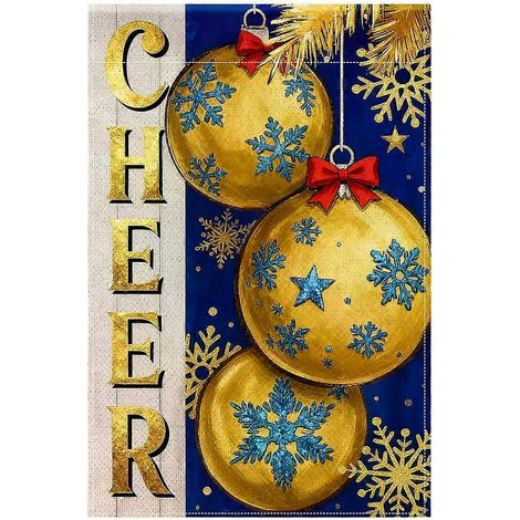 Boules de Noël uniques, flocons de neige, drapeau de bienvenue pour jardin, décoration de cour extérieure, drapeau de maison, décorations de bienvenue (mât non inclus). (1/5)