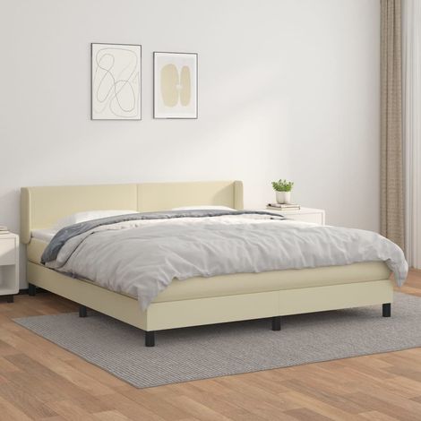 Boxspringbett mit Matratze Creme 180x200 cm Kunstleder (1/5)