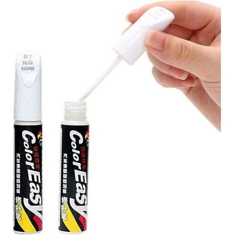 Stylo Retouche Peinture, Stylo Réparation des rayures Auto De Peinture, Anti Rayure pour Carrosserie Moto Voiture Vélo, 2 Pièces (Blanc) (1/5)