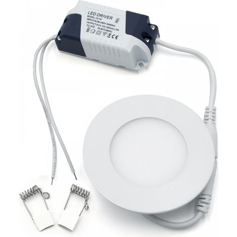 faretto led 3 Watt pannello incasso rotondo 180LM luce fredda 6000k (1/2)