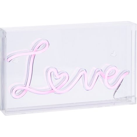 Litecraft Glow Light Box Neon Style Love LED Children's Bedroom Fitting - Pink (1/5)