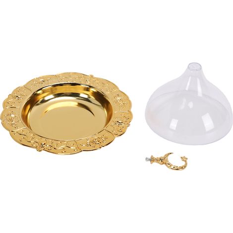 Plat de service avec dôme transparent en acrylique, plateau doré Vintage, assiette à Dessert pour la maison, fête, café, salles à manger de mariage (1/5)