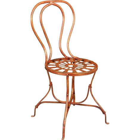 Silla de forja 91x50x45 cm Sillas de asiento redondo Sillas antiguas de hierro Sillas vintage de jardín y terraza Exterior
