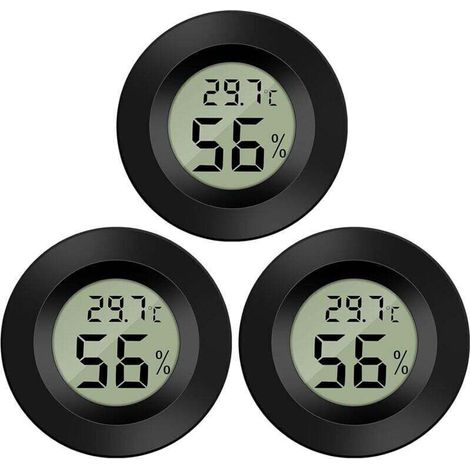 Mini Digital LCD Thermomètre Hygromètre -5070℃ 10%99% RH Portable pour Bureau Cuisine Humidors Incubateurs Reptiles (3 PCS) (1/4)