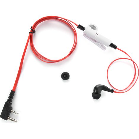 Écouteur oreillette micro PTT radio bidirectionnelle type intra-auriculaire pour Kenwood / Baofeng (Rouge) (1/5)